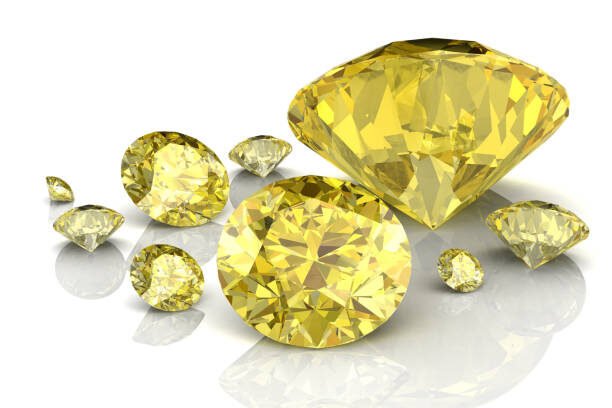 Shiny white yellow sapphire illustration (high resolution 3D image)